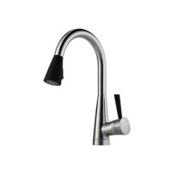 Single Hole Faucet Pull-Down In Black/Stainless Steel