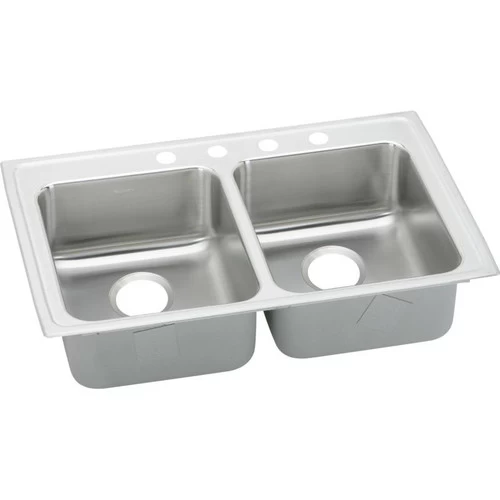 Elkay LRAD3319454 Lustertone Classic 33-In 18 Gauge Stainless Steel Double-Bowl Top-Mount Kitchen ADA Sink 1 Elkay LRAD3319454 Lustertone Classic 33-In 18 Gauge Stainless Steel Double-Bowl Top-Mount Kitchen ADA Sink