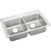 Elkay LRADQ3322452 Gourmet Lustertone Stainless Steel Double-Bowl Top-Mount Sink