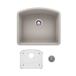 Blanco KA-442750 Diamond Single BowlSink Kit In Concrete Gray